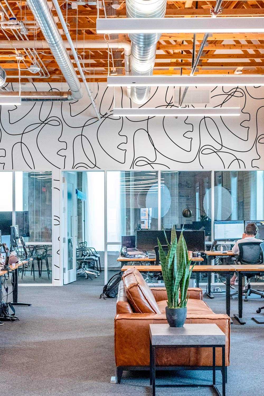 Commercial wallpaper installation Chicago office