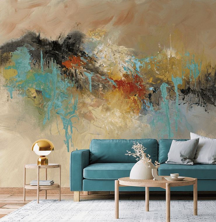 Modern living room wallpaper installation Chicago